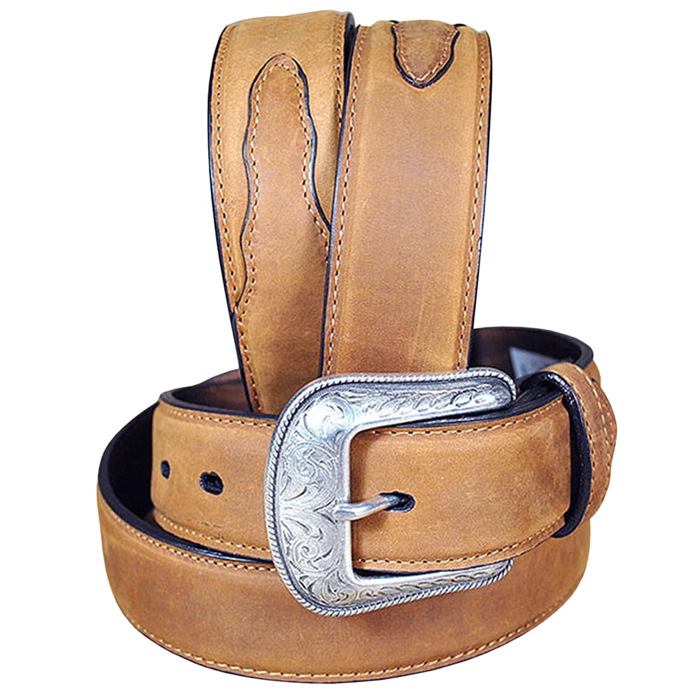C-5-46 3D 46 Inch Brown Mens Basic Leather Belt Removable Buckle 