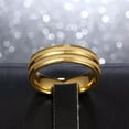 thumbnail image 5 of EOEMY 6mm Matte Stylish Band Men'S Titanium Steel 18K Gold Plated Wedding Ring Sz 7-11, 5 of 6