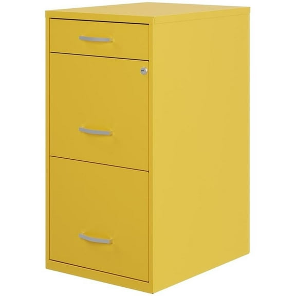Maklaine 18" D 3 Drawer Metal Organizer Filing Cabinet Yellow/Goldfinch