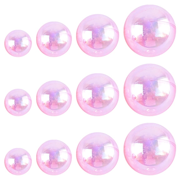 FENGGUIQU 24Pcs Bubble Balls Cake Adorn Pink Plastic Cake Topper Decor for Birthday and Party