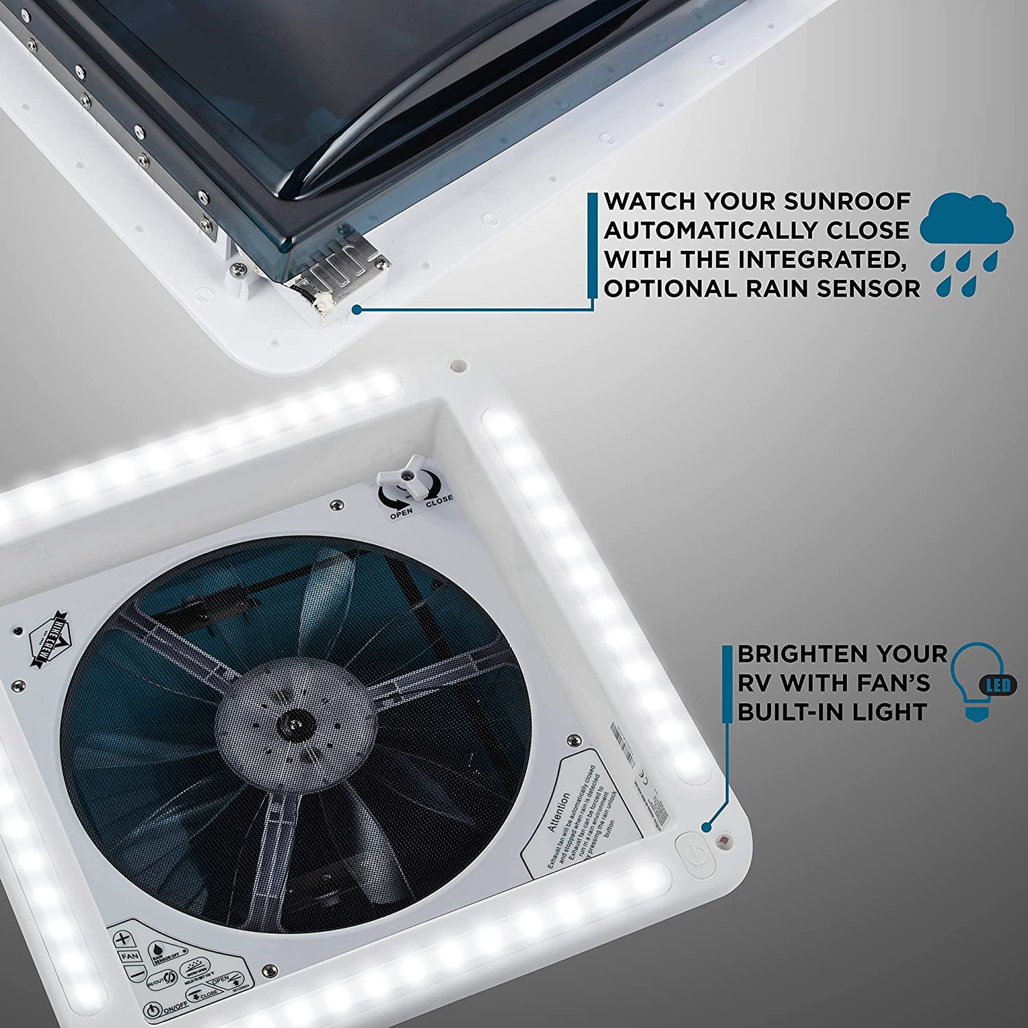 Hike Crew 11” RV Roof Vent Fan W/ LED Light, 12V 6-Speed Motorhome Fan W/  Remote - Walmart.com