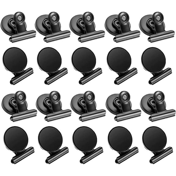 Magnet Clips 20 Pack, Heavy Duty Refrigerator Magnets 31mm Black for Photo Displays, Organizing Kitchen, Whiteboard, Office School Use by