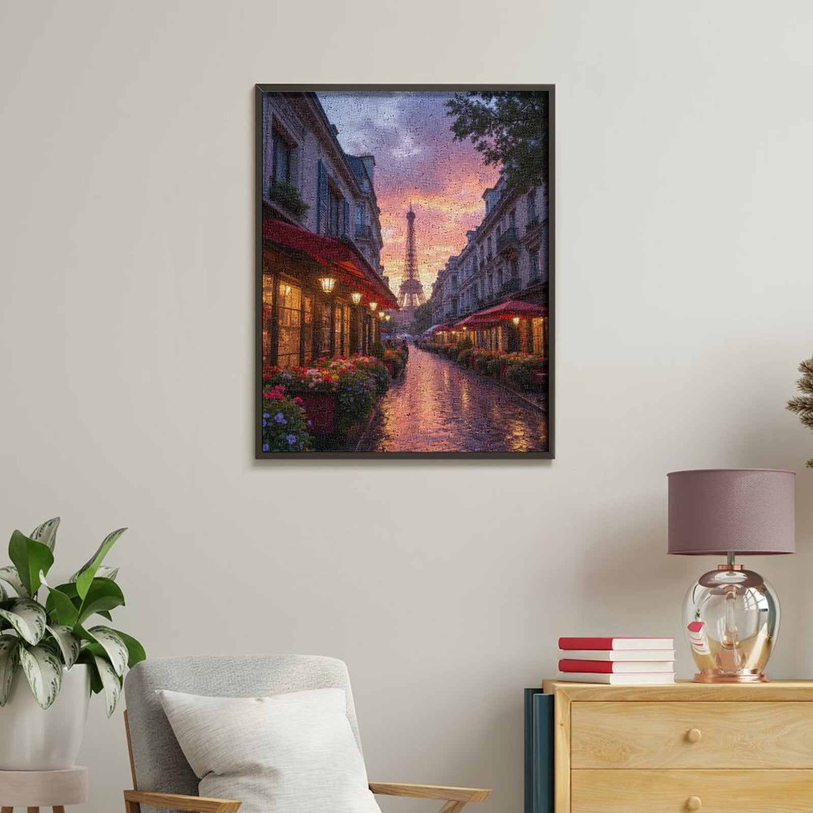 Paint by Numbers Kit for Adults, Paris Sunset Street View Eiffel Tower Paint by Numbers, Easy Paint by Numbers Kit for Adults Beginner, DIY Adult Paint by Number Kits on Canvas, 12x16in Home Decor