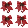 thumbnail image 1 of 4 piezas de lazos navideños decorativos, lazos navideños, lazos navideños, adornos navideños, lazos navideños rojos, lazos navideños, 1 of 5