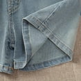 thumbnail image 5 of GiLiling Girls Bow Print Elastic Waist Denim Shorts, Frayed Hem Jean Shorts with Pockets for Kids Summer Casual Wear (Blue, 9-10 Years), 5 of 5
