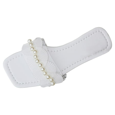 

Women S Sandals Fashion Pattern Flower Pearl Decoration Flat Bottom Open Toe Breathable Comfortable Summer Beach Shoes