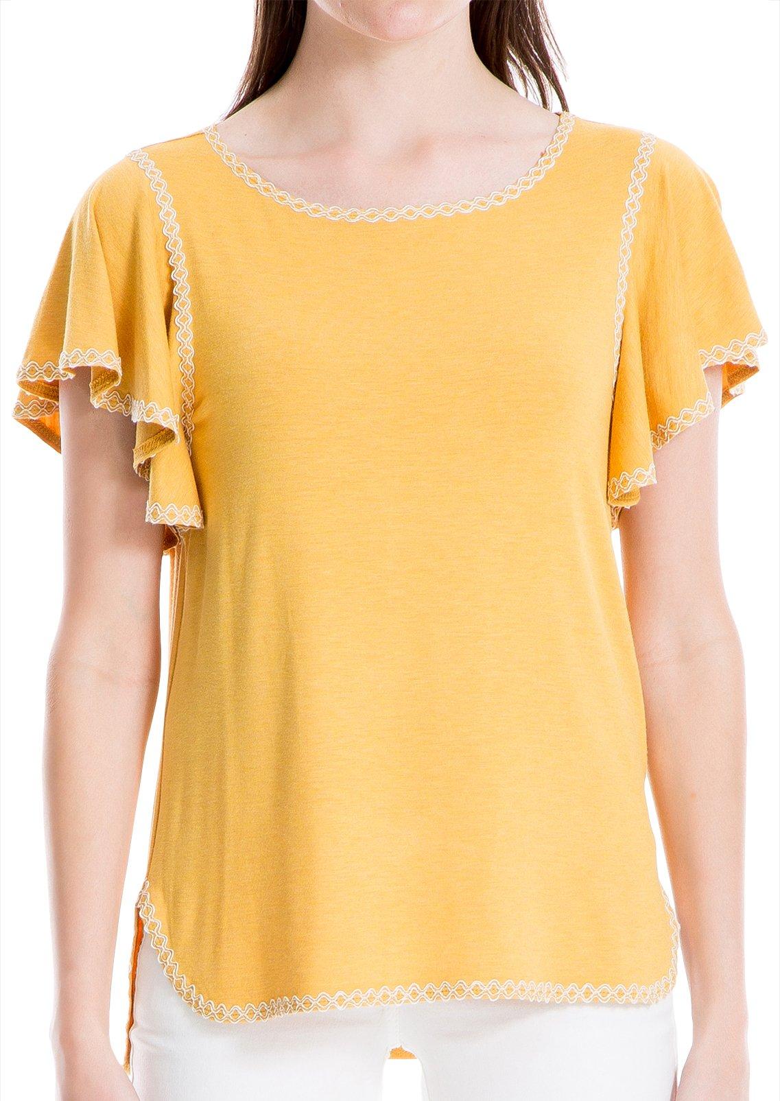 yellow flutter sleeve top