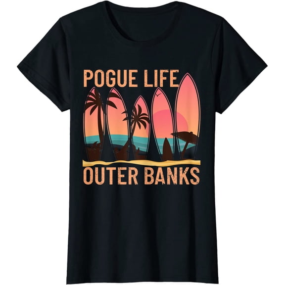 Outer Banks Beach Sunset Surfing Pogue Life Women T-Shirt