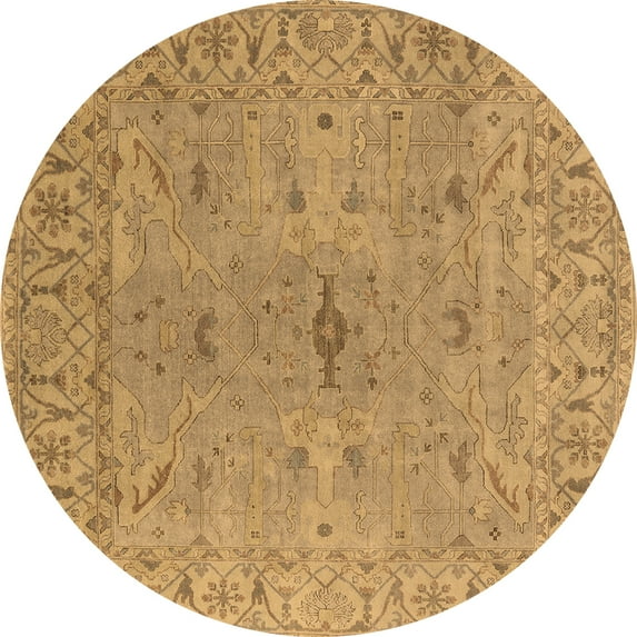 Ahgly Company Indoor Round Oriental Brown Industrial Area Rugs, 3' Round