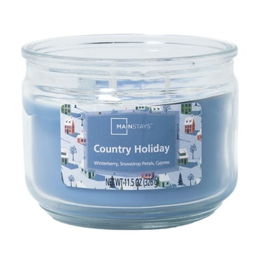 Mainstays 3-Wick Glass Jar Candle, Country Holiday, Stormy Sky, 11.5 oz