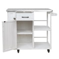 thumbnail image 4 of Harper & Bright Designs Outdoor Kitchen Island with Wheels, Patio Kitchen Cart with Stainless Steel Top, Portable Prep Station with Storage Drawer and Towel and Spice Racks for Garden, White, 4 of 19