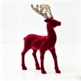 thumbnail image 2 of Cififendec Christmas Flocked Reindeer Tabletop Figurine, 8.7" x 5.3", Glitter Antler Decor Statue for Mantel Display, 2 of 6