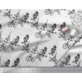 thumbnail image 2 of Soimoi White Rayon Crepe Fabric Bicycle & Eiffel Tower Architectural Print Fabric by the Yard 46 Inch Wide, 2 of 3
