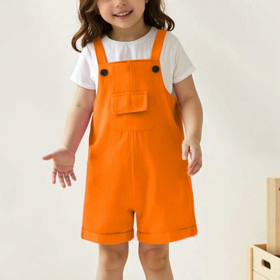 Tween Jumpsuit for Girls Comfortable Orange Jumpsuit with Pockets Spring Fall Romper Rompers for Girls 11-12 Years