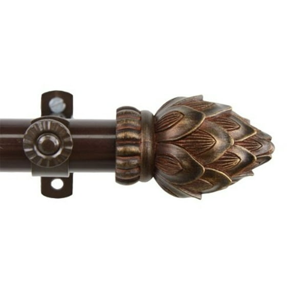 Metal Curtain Rod 48-84 Inch Adjustable, Cocoa Finish, Window Treatment Rod with Finials