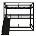 thumbnail image 3 of Queen over Queen over Queen Bunk Bed with Slide, Metal Triple Bunk Bed with Safety Guardrails, Heavy-duty Bunk Bed with Noise-reduced Design, Black, 3 of 9