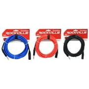 3 Rockville 20' Male REAN XLR to 1/4'' TRS Balanced Cable OFC (3 Colors)