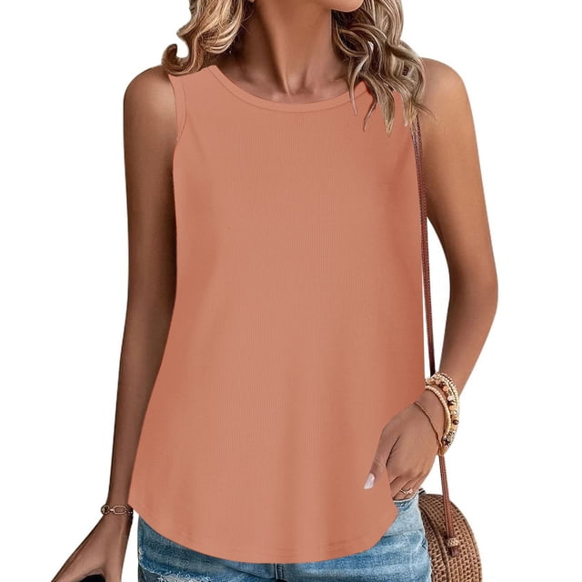 LSLJS Mode Women's Printemps/été Décontracté Round Neck Sans Manches Tank Top Blouse, Womens Tank Tops