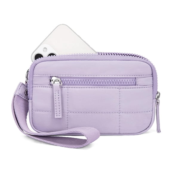 Women's Wristlet Wallet with 3 Zippers, Quilted Coin Purse Credit Card Holder, Portable Phone Case and Travel Bag, Clear PVC Window Checkbook Clutch for Outdoor and Daily Use,a