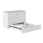 Hamilton Murphy Bed Chest Queen White with Charging Station