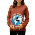 thumbnail image 2 of RKSTN Women's Maternity Sweatshirts Oversized Pregnancy Graphic Print Long Sleeve T Shirts Womens Casual Solid Plus Size Round Neck Loose Fits Comfy Funny Printed Pullover Hoodless Sweatshirt Tops, 2 of 7