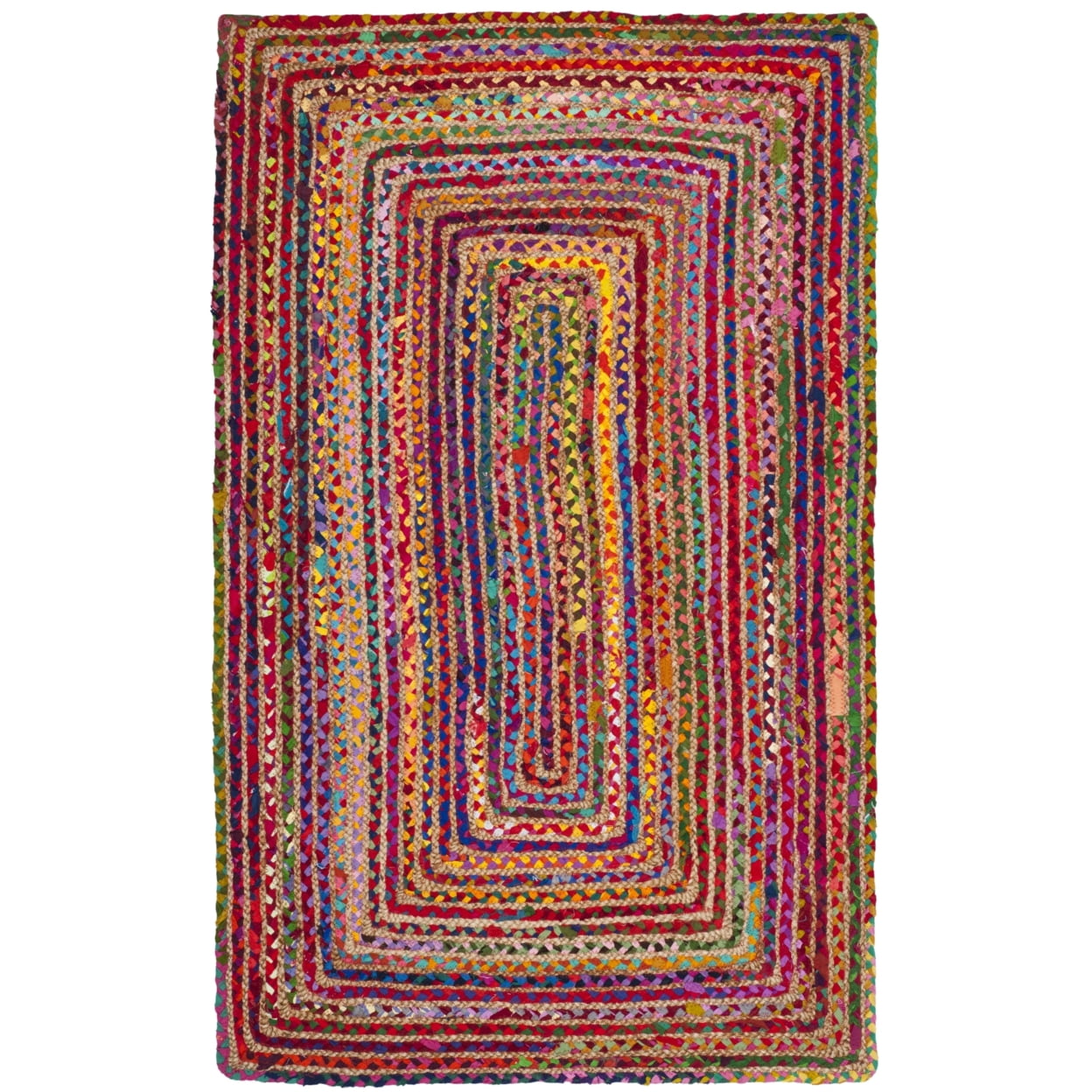 SAFAVIEH Cape Cod Miah Geometric Area Rug, Red/Multi, 10' x 10' Round