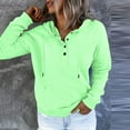 thumbnail image 3 of Lmnyox Hoodies for Women Long Sleeve V Neck Button Sweatshirts with Pocket Fall Winter Drawstring Pullover Tops, 3 of 5