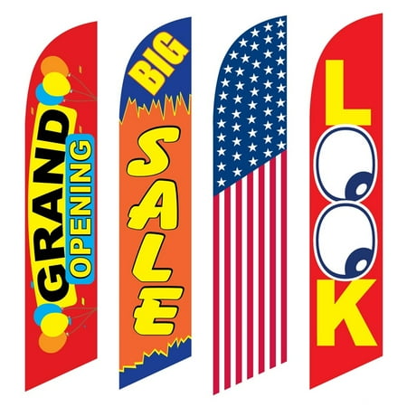 4 Advertising Swooper Flags Grand Opening Big Sale America Look