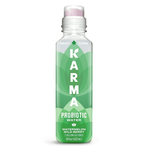 (2 Pack) Karma Probiotic Water, Watermelon Wild Berry, 18 fl. oz., 1 Count Bottle