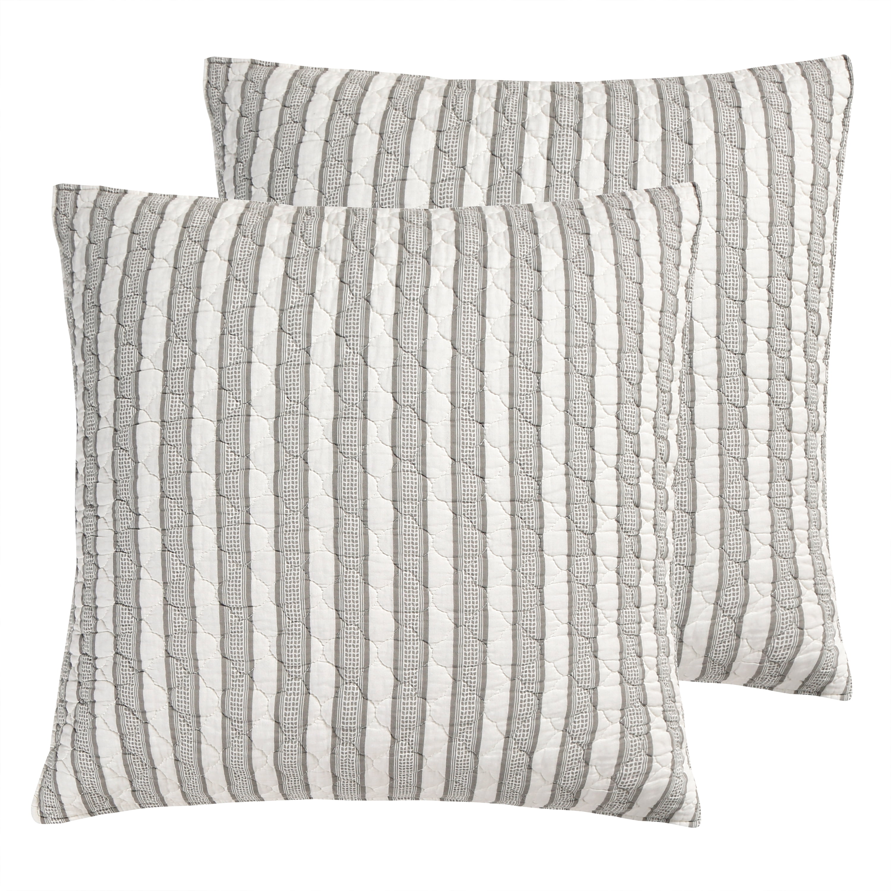 Levtex Home Camden - Set Di 2 Federe Euro (26x26 In) - Cotone, Striscia Blu Navy E Crema - Ispirazione Country - 4