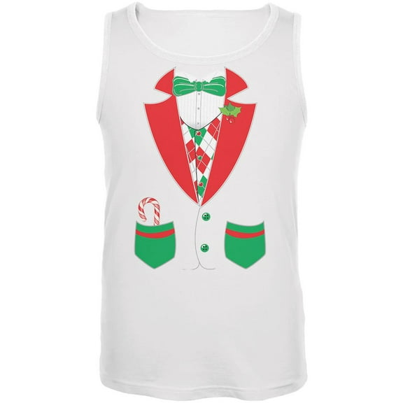 Christmas Tuxedo Costume Mens Tank Top White LG