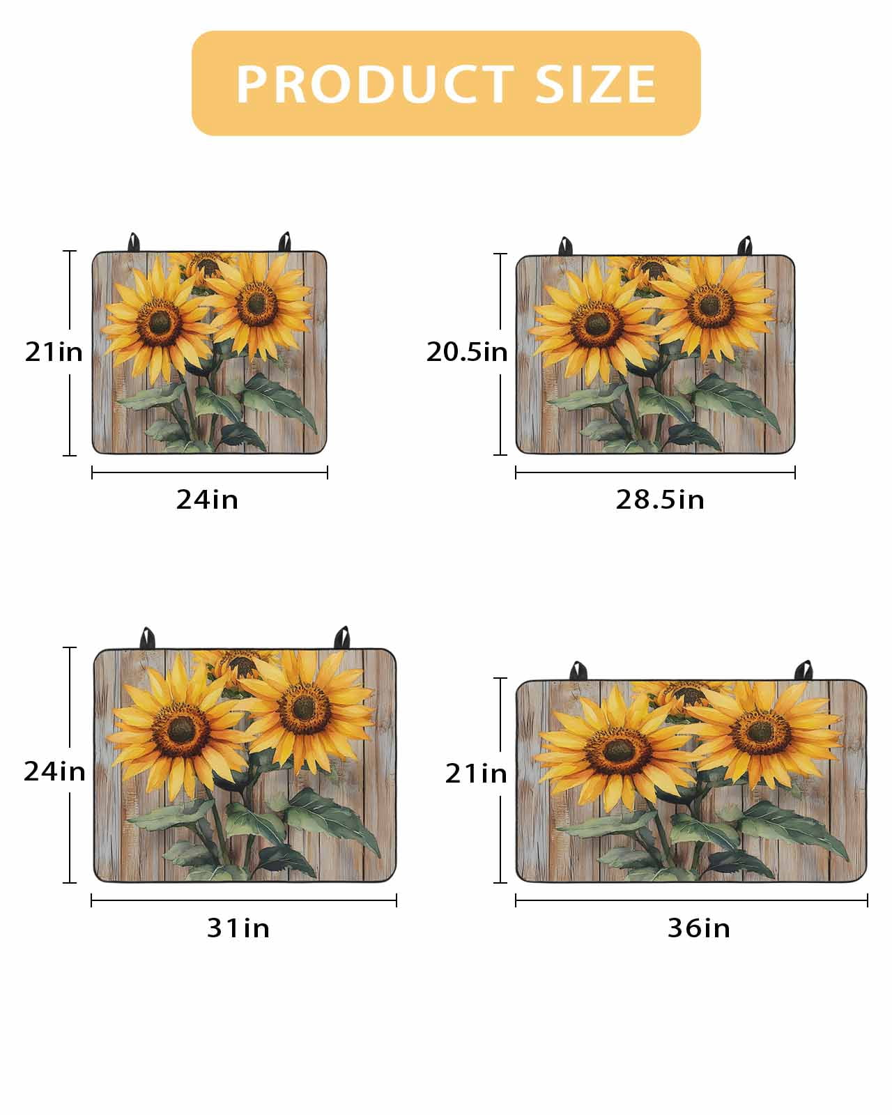 nqOlkjepod Large Induction Cooktop Protector Mat 24"x21", Summer Sunflower Stove Top Covers for Electric Stove, Vintage Wood Floral Botanical Rustic Stove Burner Cover Mats, Glass Top Stove Cover