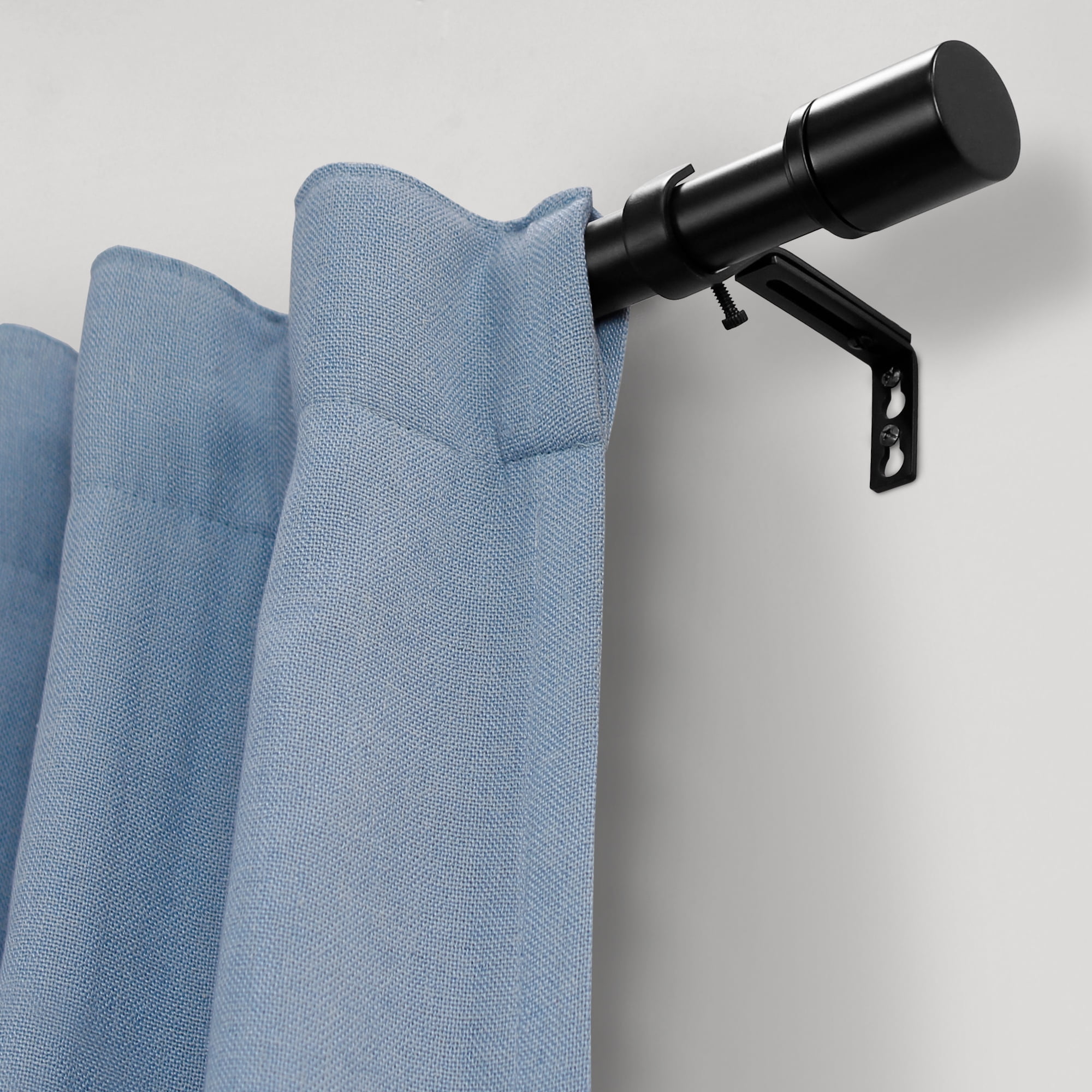 Better Homes & Gardens 1" Matte Black Cylinder Adjustable Single Curtain Rod Set, 42"-120"