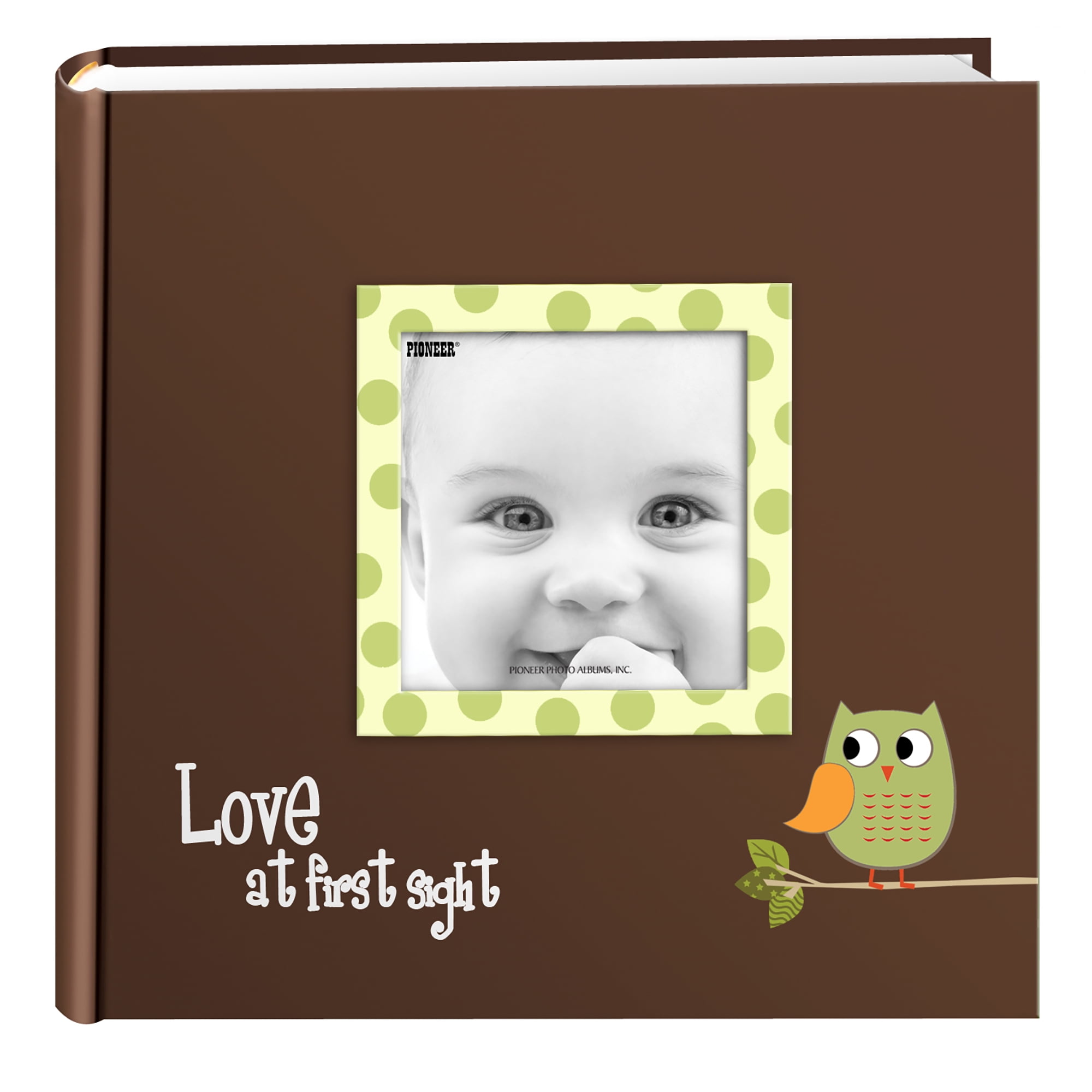 Pioneer Baby Girl Photo Album Green Owl 200 4x6 Pictures Frame On Brown Cover 
