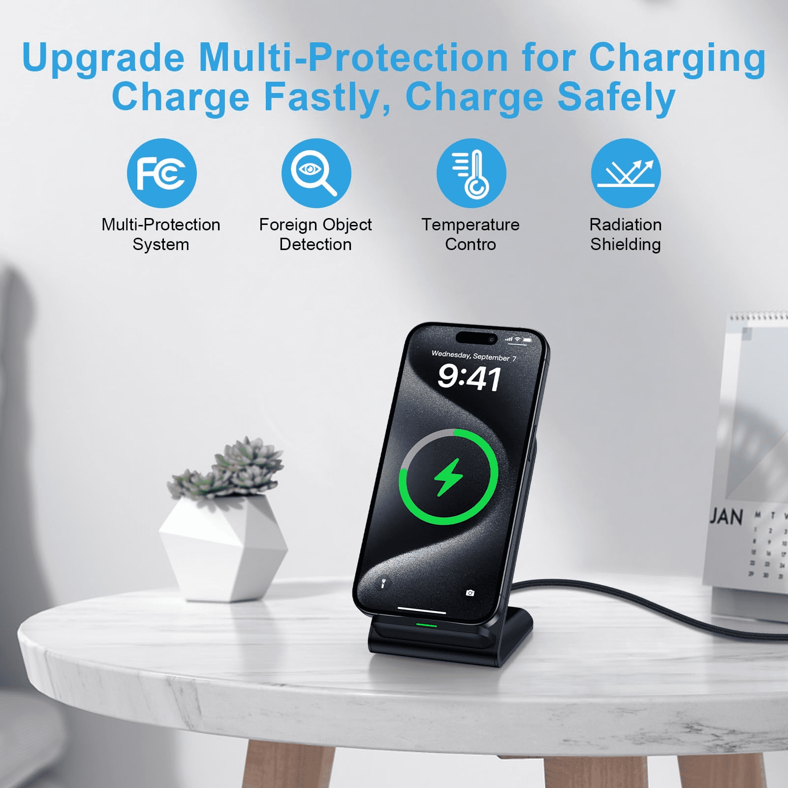 Google Pixel 9 Wireless Charger Stand Fast Charging for Pixel 9A 9 Pro XL Fold 9 8A 7A 8 7 6 Pro,15W Phone Wireless Charger Station for Samsung Galaxy S25 S24 S23 S22 S21 S20 Ultra FE,iPhone 16 15