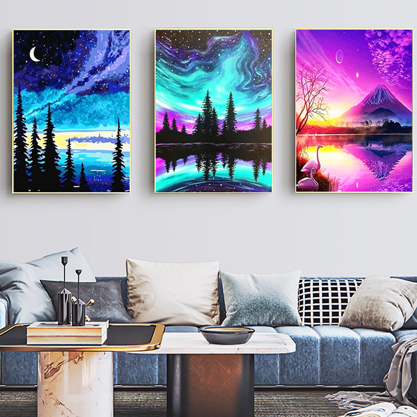 YALKIN 12 Pack 5D Mountain Diamond Art Painting Kits for Unisex Adults Beginners with Full Accessories