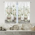 thumbnail image 2 of Spring Floral Kitchen Curtains 27.5Wx39H Inch Rod Pocket Rustic Green White Flower Quote Plant Butterfly Bedroom Window Drapes Farmhouse Printed Living Room Window Treatment Fabric 2 Panels, 2 of 4