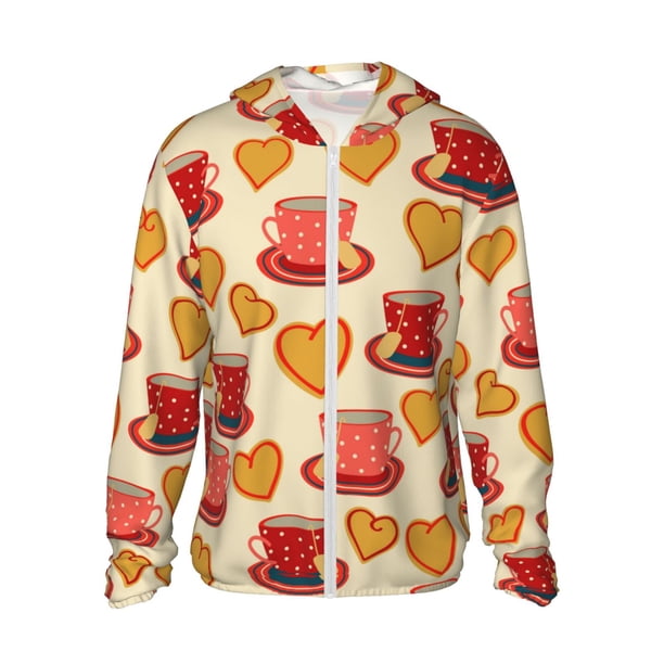 Fotbe Cups of Tea Chaqueta con Protección Solar UPF 50+ para Hombre y Mujer, Camisa con Capucha y Bolsillos-Large