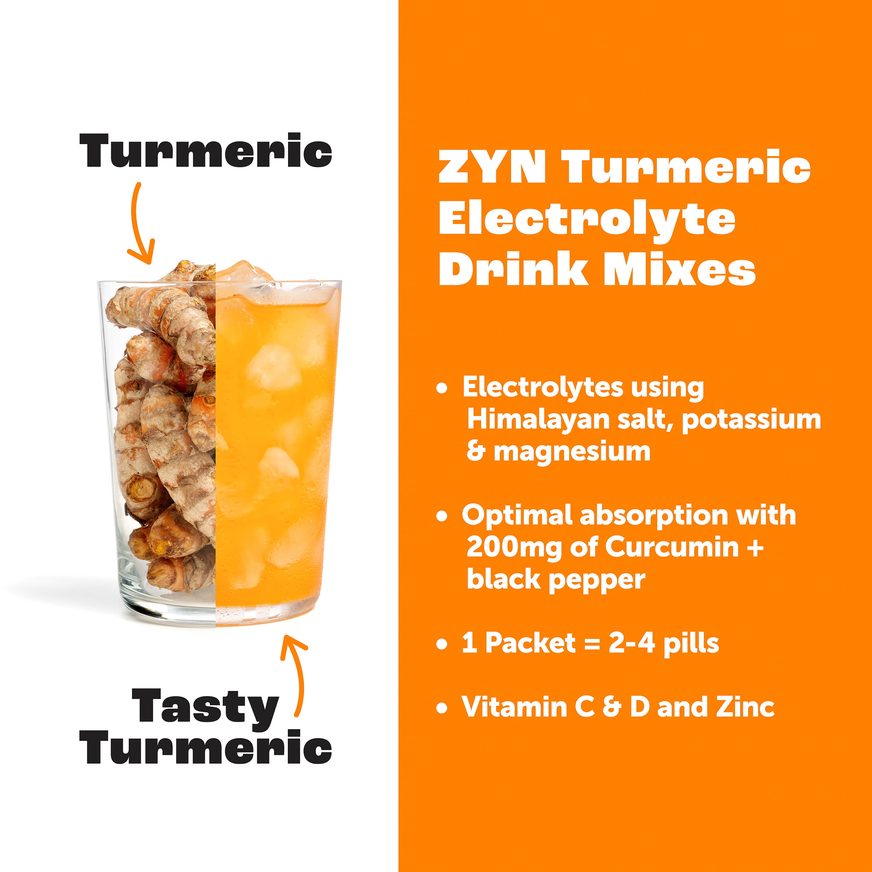 ZYN Electrolyte Drink Mix Hydration Packets, Strawberry Yuzu Electrolytes Powder, Hydration Packets w/Turmeric Curcumin, Vitamin C & D, Zinc, Hydrate & Recover Electrolyte Powder, Pack of 16