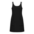 thumbnail image 7 of Shift Dresses for Women Square Neck Sleeveless Button Detail Midi Dress with Pockets Casual Summer Vacation Sundress Black S, 7 of 7