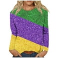 thumbnail image 2 of xixinqiwan Women Tops,Womens Long Sleeve Carnival Round Neck Casual Tshirts New Orleans Parade Custume Tops, 2 of 6