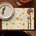 thumbnail image 4 of Beige Daisy Flower Yellow Blooms Pattern Summer Placemats Table Placemats Set Of 6-Linen Kitchen Washable Placemats Table Mats 11.8"x17.7" Non-Slip Heat Resistant, 4 of 5