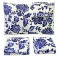 thumbnail image 2 of Sweet Home Collection Tuscany Navy Floral Pattern 4-Piece Bed Count Sheet Set - Queen, 2 of 5