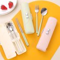 thumbnail image 1 of Juego De Cubiertos De Acero Inoxidable 3Pcs Portable Stainless Steel Cutlery Set with Spoon Fork Chopsticks and Storage Box Ideal for Camping Office Lunch and School 7.87x1.77" JASKFLY, 1 of 7