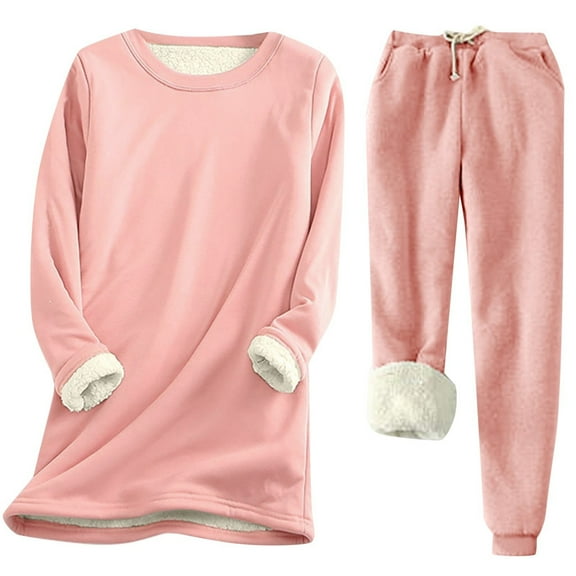 JIKNTTR Womens Underwear Thermal Underwear For Women Autumn Winter Lined Long Sleeve Shirt And Trousers Comfortable Casual Warm Suit Soft Long Johns for Women