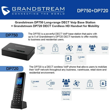 Grandstream DP750 Long-range DECT Base Station + DP720 DECT Cordless HD
