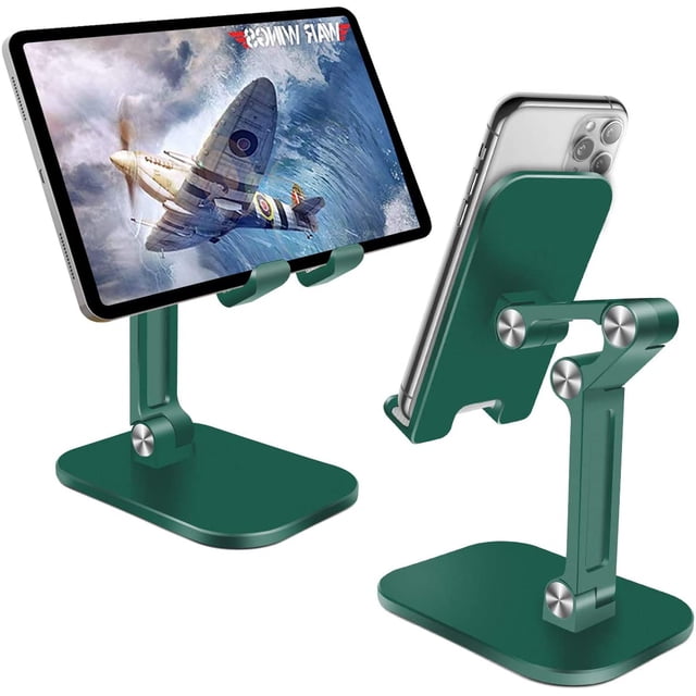 Soporte para teléfono de escritorio, soporte para tableta, soporte plegable para teléfono inteligente con altura y ángulo ajustables, soporte para base para iPad, tableta, teléfonos inteligentes