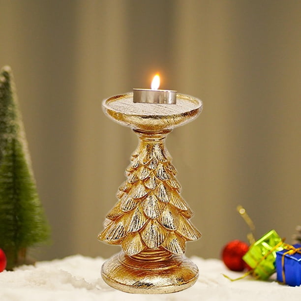Candelabros, velas, base de árbol de Navidad similar a la madera, decoración de resina europea, centro de mesa creativo, soporte de vela artesanal ecológico, adorno festivo para el hogar, candelabro d