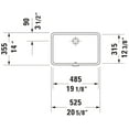 thumbnail image 4 of Duravit 0330480017 Rectangular Ceramic Undermount Bathroom Sink with Overflow, White, 4 of 6