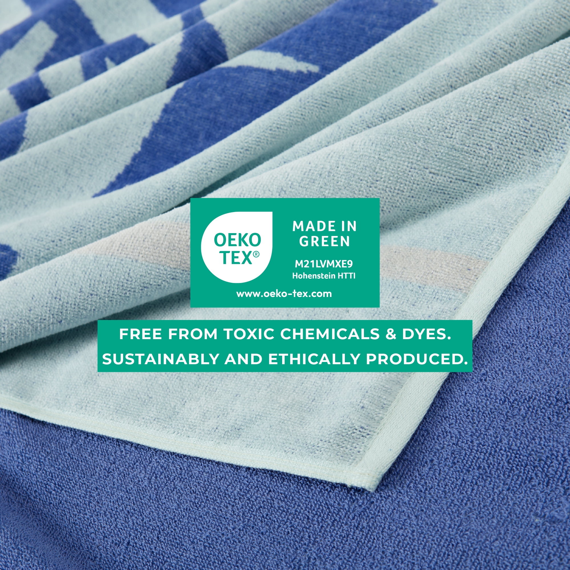 100% Cotton Jacquard 2 Pack 30" x 60" Printed Beach & Pool Towels, Surf